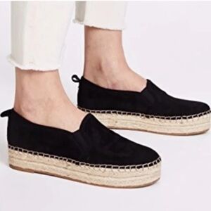 Sam Edelman | Carrin Platform Espadrille Slip on Flats Loafers Suede Black Size8